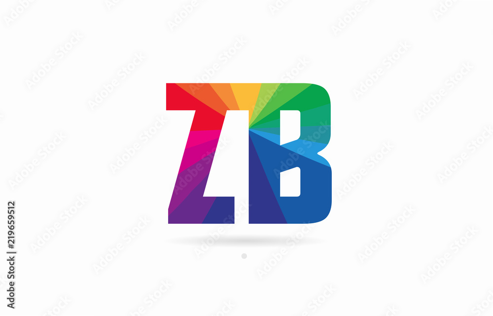 rainbow colored alphabet combination letter zb z b logo design rainbow colored alphabet combination letter zb z b logo design