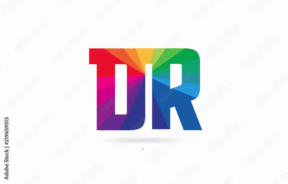 rainbow colored alphabet combination letter dr d r logo design Stock ...