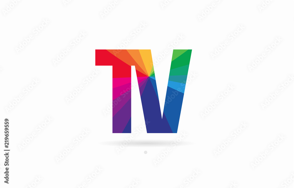 rainbow colored alphabet combination letter tv t v logo design rainbow colored alphabet combination letter tv t v logo design