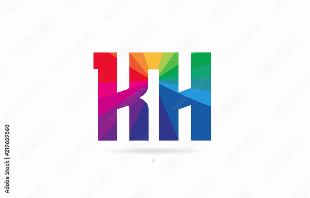 rainbow colored alphabet combination letter kh k h logo design rainbow colored alphabet combination letter kh k h logo design