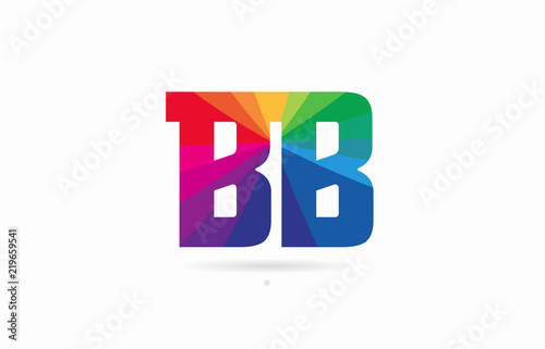 rainbow colored alphabet combination letter bb b b logo design