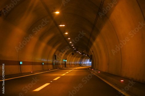 Curved empty highway tunnel