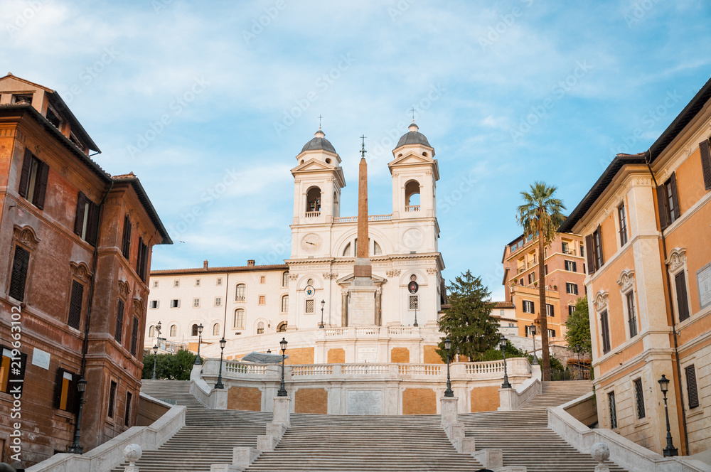 Empty Spanish Steps in the Plaza of Spain in Rome