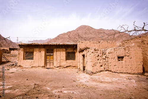 Old mud brick house in gobi desert
