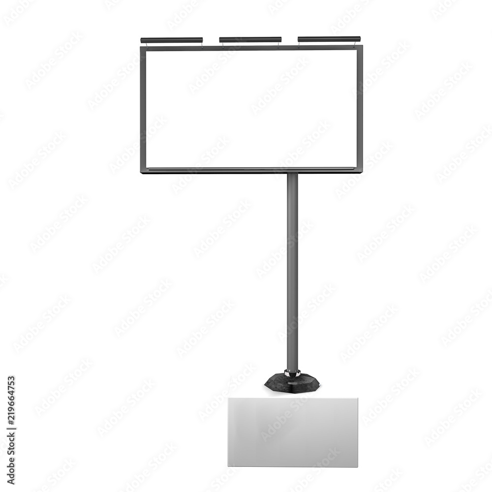A pure advertising banner on a column with a backlight. mockup on a white background. 3D rendering A pure advertising banner on a column with a backlight. mockup on a white background. 3D rendering