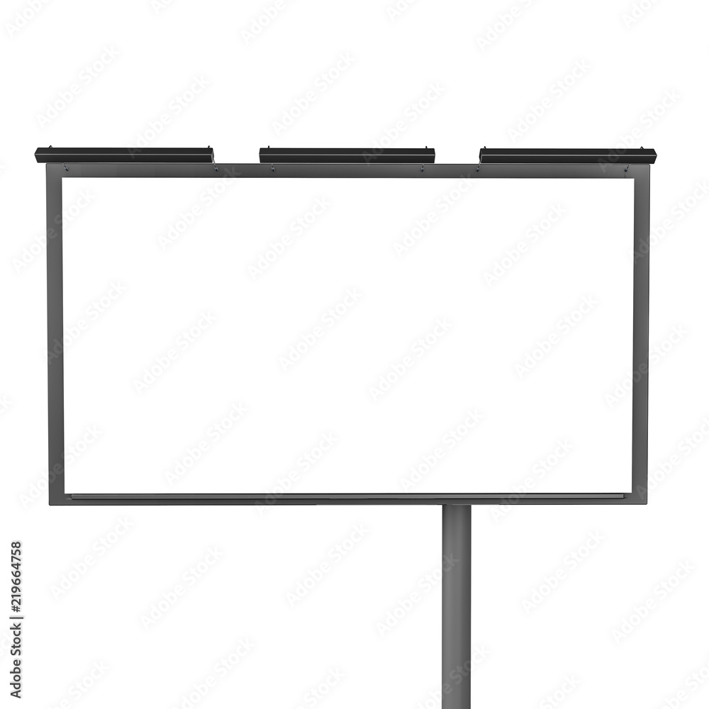 A pure advertising banner on a column with a backlight. mockup on a white background. 3D rendering A pure advertising banner on a column with a backlight. mockup on a white background. 3D rendering