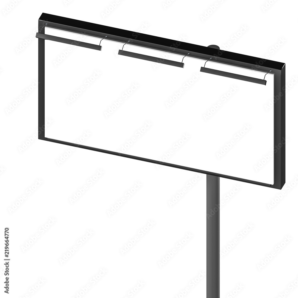 A pure advertising banner on a column with a backlight. mockup on a white background. 3D rendering A pure advertising banner on a column with a backlight. mockup on a white background. 3D rendering