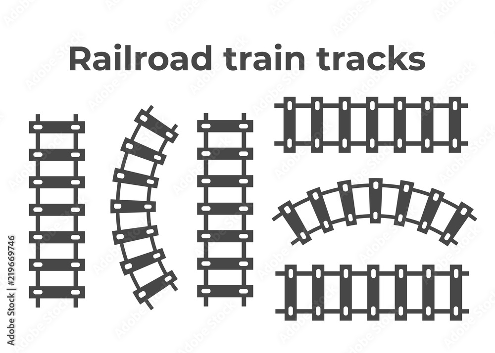Railroad train tracks vector. Train tracks railroad icon