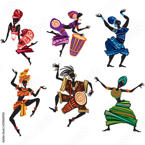 Fototapeta Dancing people in traditional ethnic style