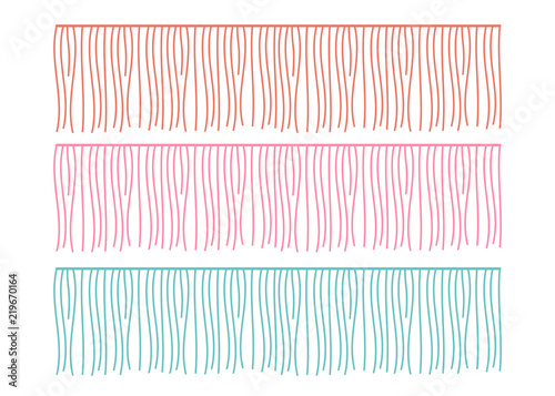 Fringe rows vector garments component. Brush border tassel, trim