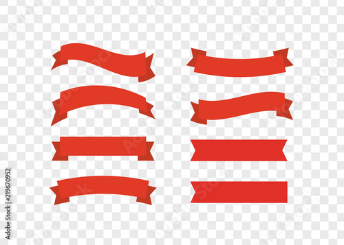 Vector red ribbons. Ribbon banner promotion vector illustration.