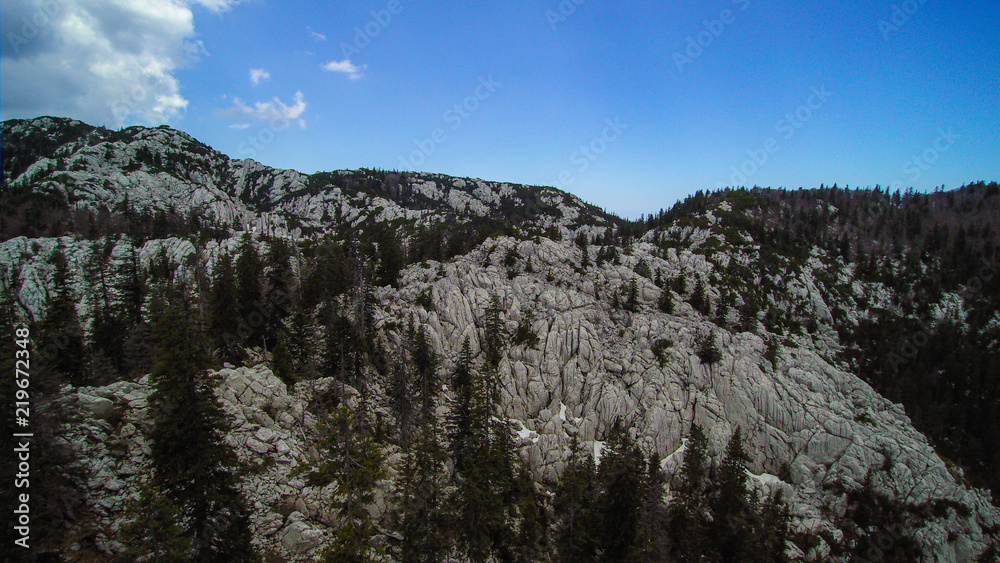 Obraz premium The Northern Velebit National Park (Croatian: Nacionalni park Sjeverni Velebit) is famous for its variety of karst landscape forms.