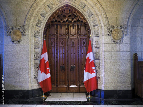 Canadian Parliament Building  entrance to the House of Commons. photo