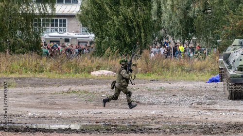 TURKU, FINLAND - AUGUST 25, 2018: Finnish Defence forces 100 years celebration show. 