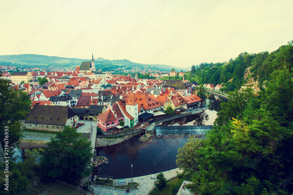 Beautiful view the old Town of Cesky Krumlov, Czech Republic.UNESCO World Heritage Site.