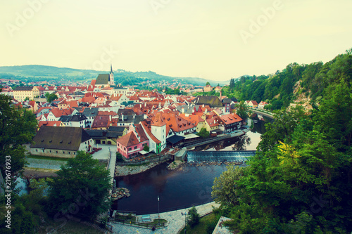 Beautiful view the old Town of Cesky Krumlov, Czech Republic.UNESCO World Heritage Site.