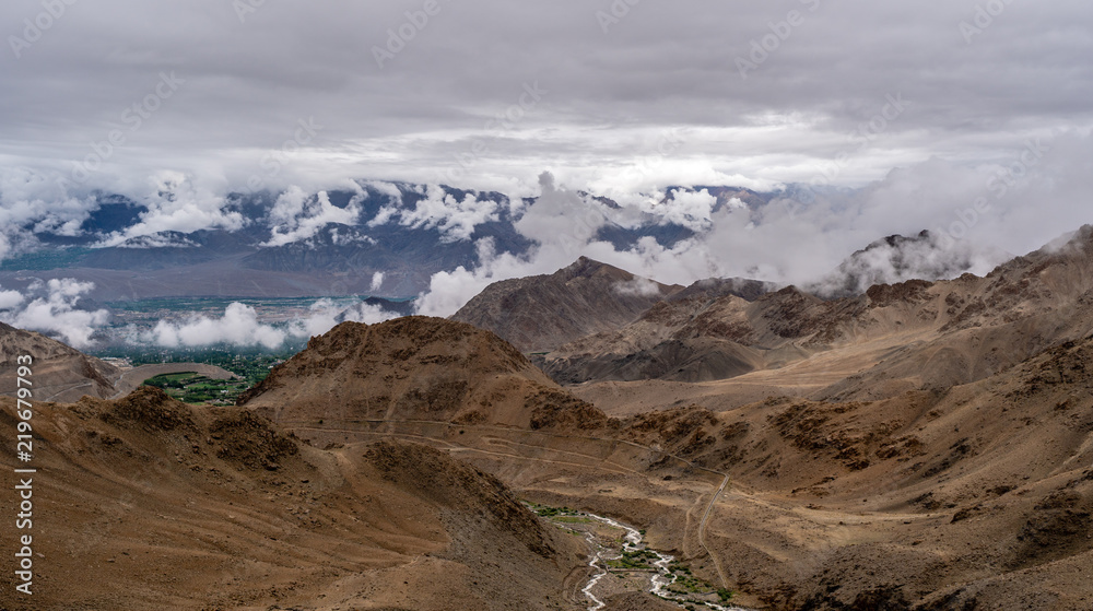Drougnt Area of Khardung La Pass Highest road of The World in Summer in Leh Ladakh, Jammu and Kashmir, India 