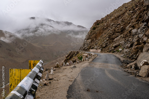 Khardung La Pass Highest road of The World in Summer in Leh Ladakh, Jammu and Kashmir, India 