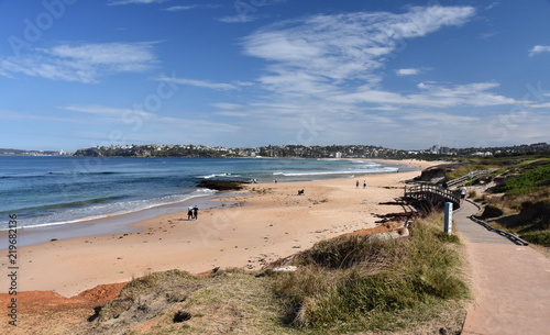 View of Dee Why beach  Sydney  Australia  on a sunny but cold day in winter time.