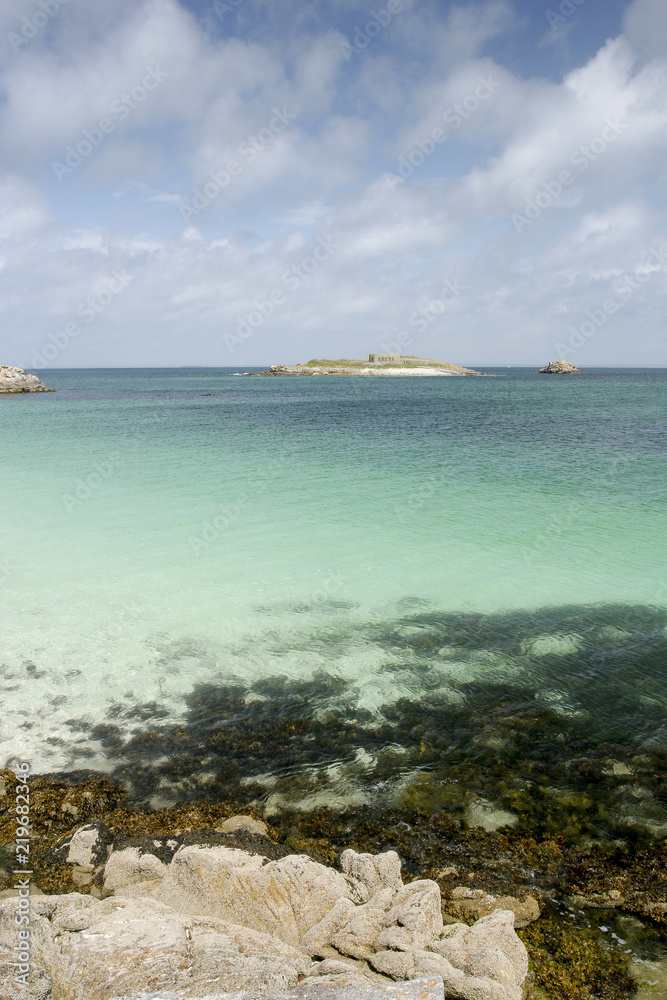 June 27, 2018 Glenan France. Coastline of Glenan archipelago in Brittany France