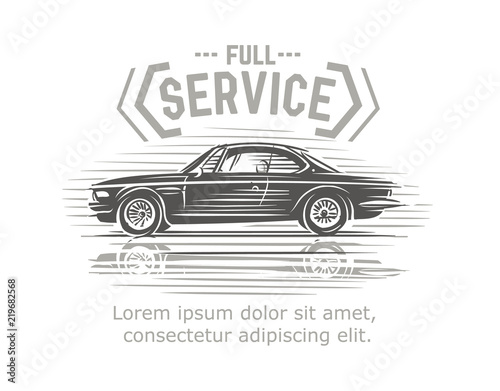 Auto services poster/card/logo template. Vector. Text outlined (for preview only). Vector. Layered. 
