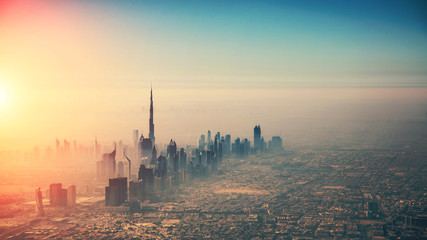 Crédence de cuisine Burj Khalifa Dubaï baignée de lumière dorée  © Jag_cz