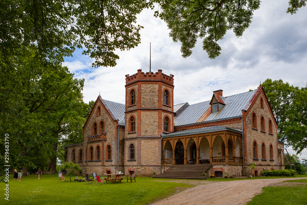 Zvartava castle is neogothic masterpiece of Latvia.