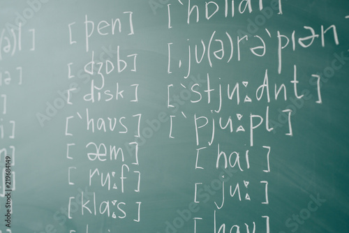 Study english School lesson class blackboard International phonetic alphabet. photo