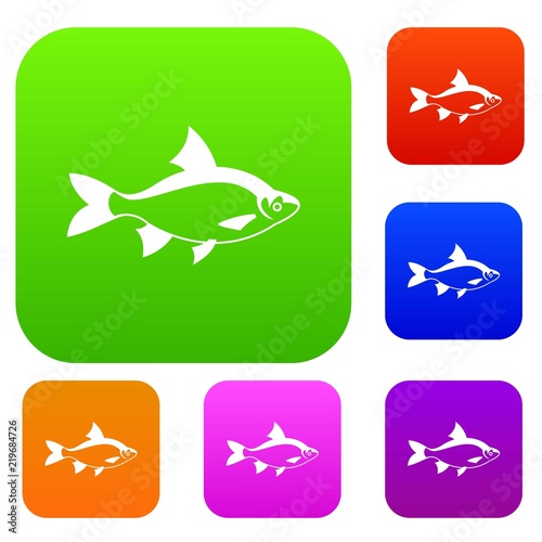 River fish set icon in different colors isolated vector illustration. Premium collection