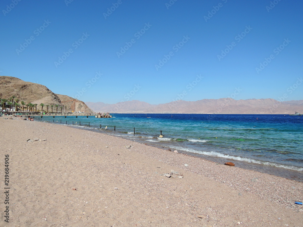 Red sea in Eilat view to Jordan, Israel Red sea in Eilat view to Jordan, Israel