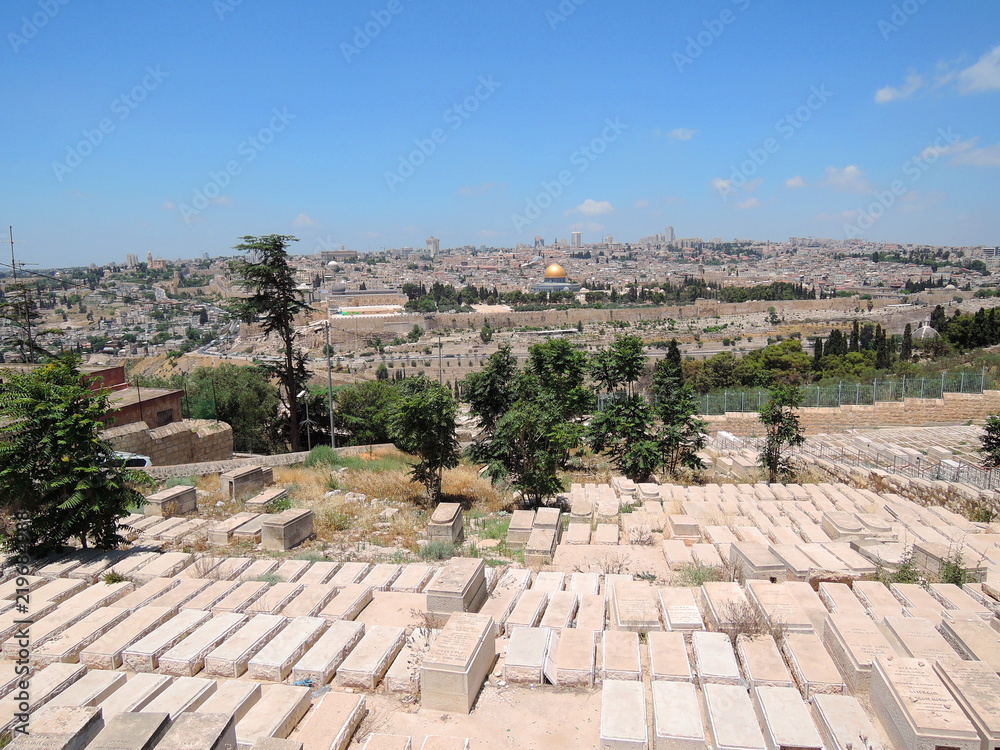 Jerusalem panorama and view on Dome of Rock from top, Israel