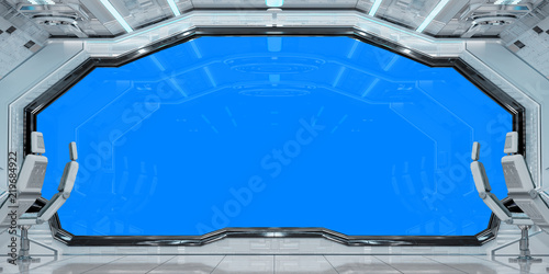 Fototapeta Naklejka Na Ścianę i Meble -  White clean spaceship interior background 3D rendering