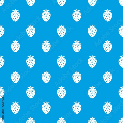 One strawberry berry pattern repeat seamless in blue color for any design. Vector geometric illustration
