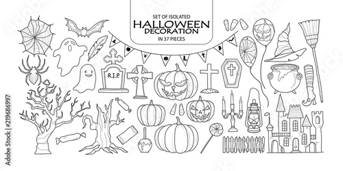 Set of Halloween decoration in 37 pieces.
