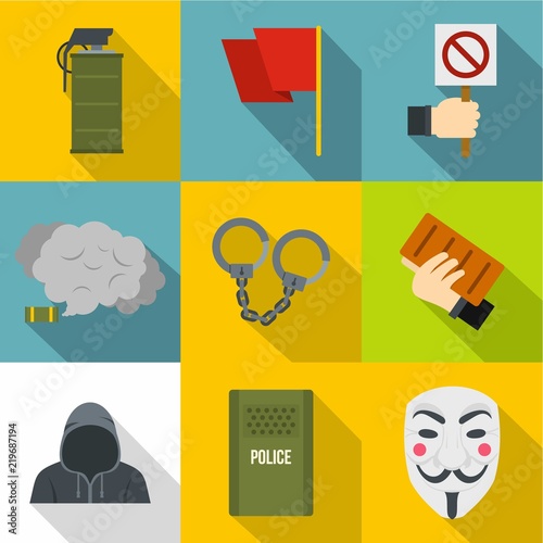 Revolution icon set. Flat style set of 9 revolution vector icons for web design