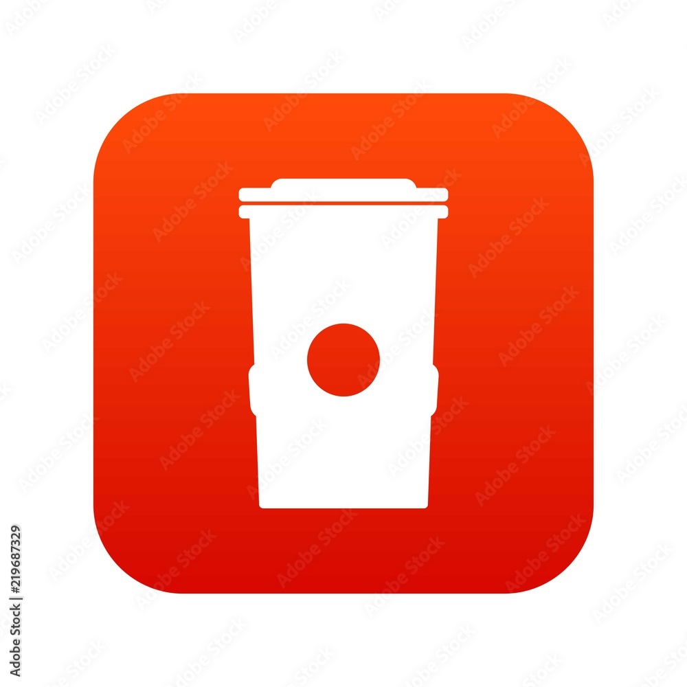 Trash can icon digital red for any design isolated on white vector illustration