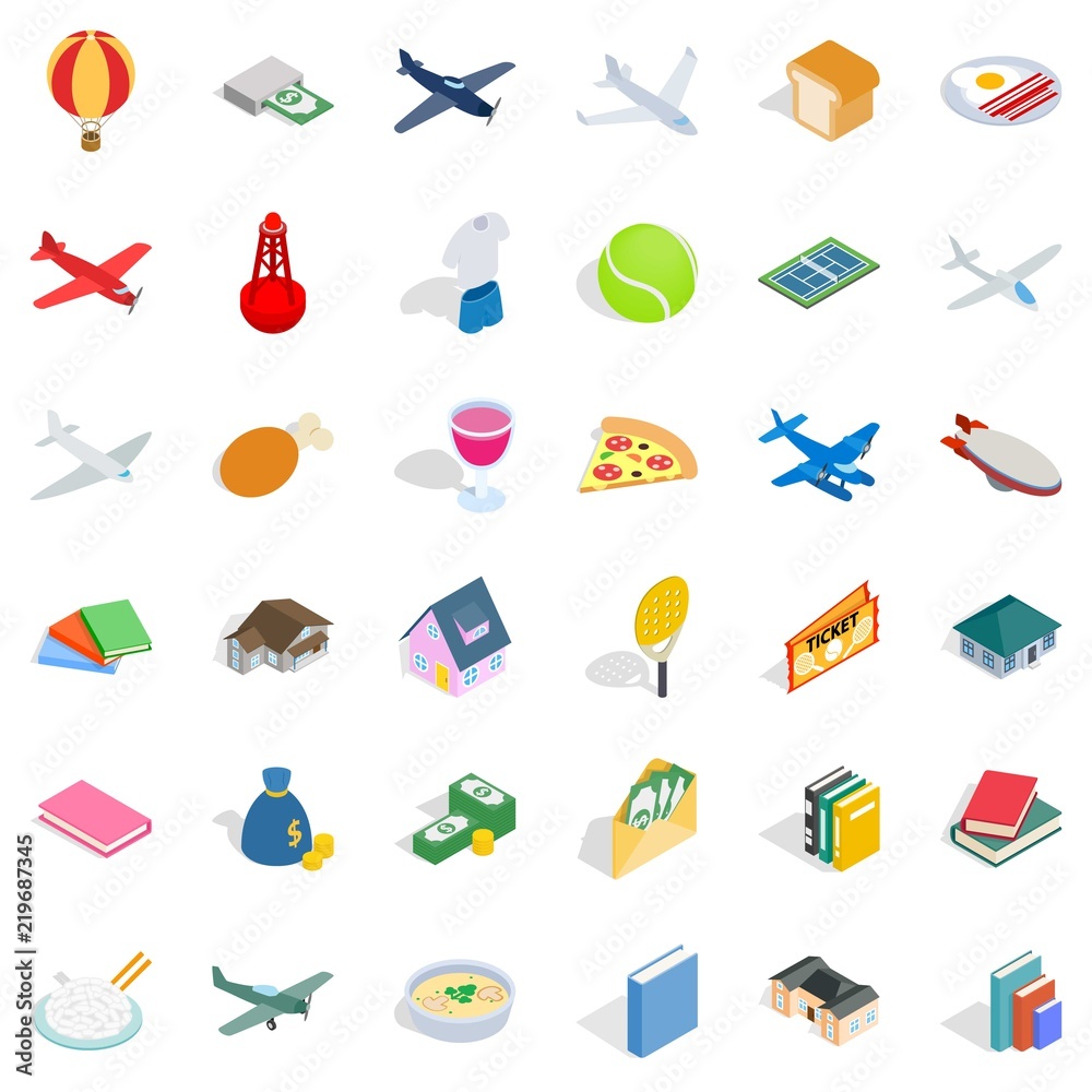 Variety icons set. Isometric style of 36 variety vector icons for web isolated on white background Variety icons set. Isometric style of 36 variety vector icons for web isolated on white background