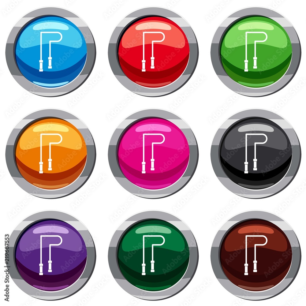 Skipping rope set icon isolated on white. 9 icon collection vector illustration Skipping rope set icon isolated on white. 9 icon collection vector illustration