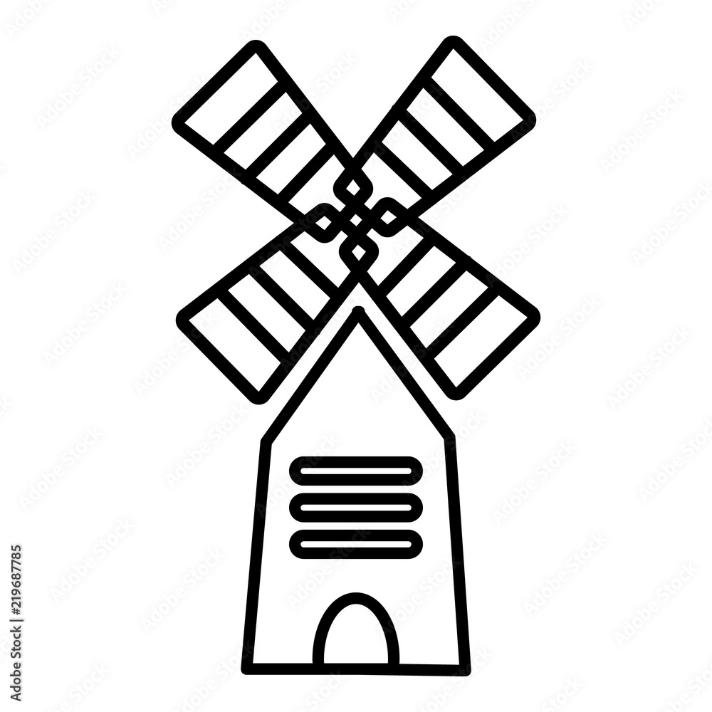 Farm windmill icon. Outline illustration of farm windmill vector icon for web design isolated on white background Farm windmill icon. Outline illustration of farm windmill vector icon for web design isolated on white background