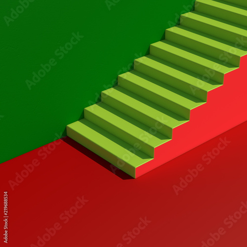 Wall with stairs background  minimalistic style for base image for posters. 3D