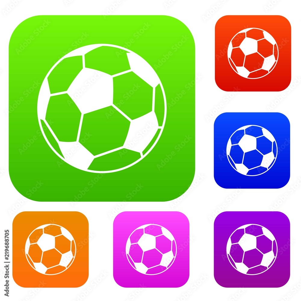 Soccer ball set icon in different colors isolated vector illustration. Premium collection