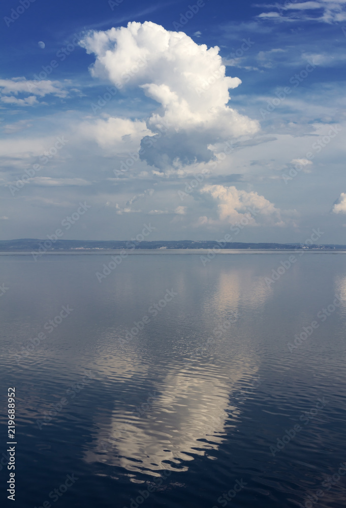 Seascape with a Reflected Big White Cloud