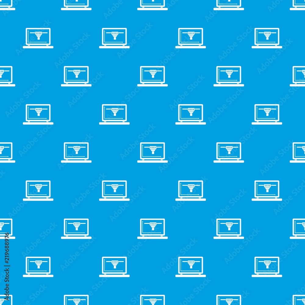 Laptop with 3D design pattern repeat seamless in blue color for any design. Vector geometric illustration Laptop with 3D design pattern repeat seamless in blue color for any design. Vector geometric illustration