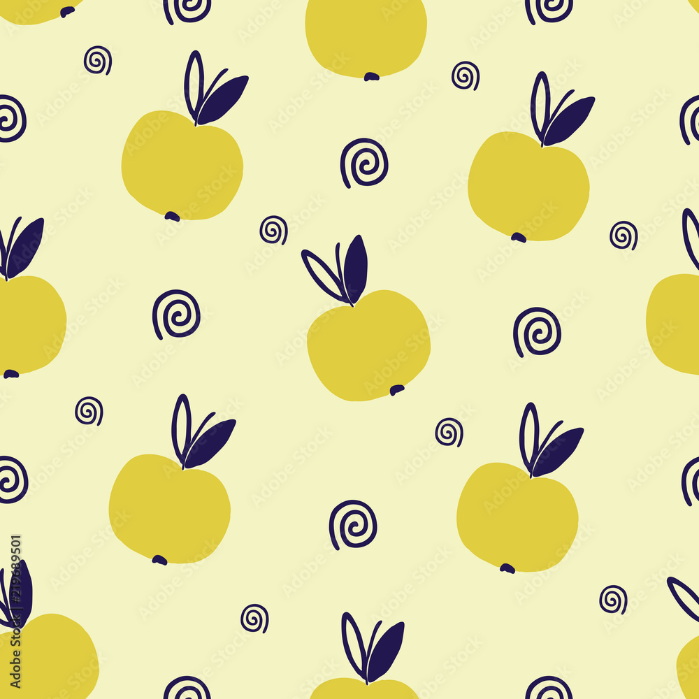 seamless background of yellow apples on a white background seamless background of yellow apples on a white background