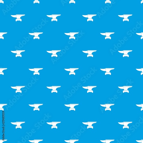 Heavy black metal anvil pattern repeat seamless in blue color for any design. Vector geometric illustration
