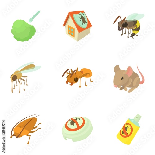 Insect icons set. Cartoon set of 9 insect vector icons for web isolated on white background