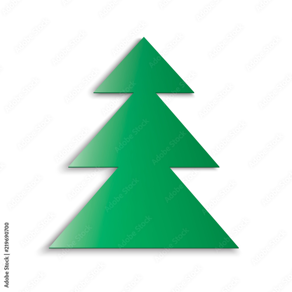 green christmas tree soft shadow on white background