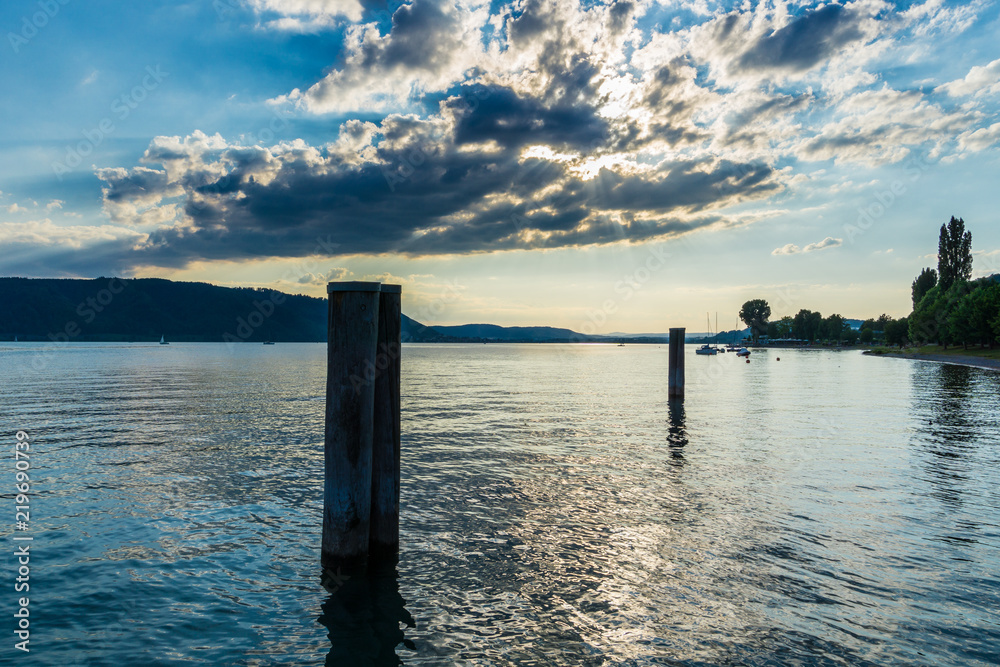 Germany, Lake Constance beach in dawning light