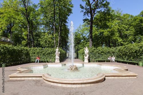 Fountain on the third site of the Summer garden - "Octagonal". Saint Petersburg, Russia