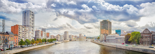 Panoramic view of Liege, a city on the banks of the Meuse river in Belgium photo